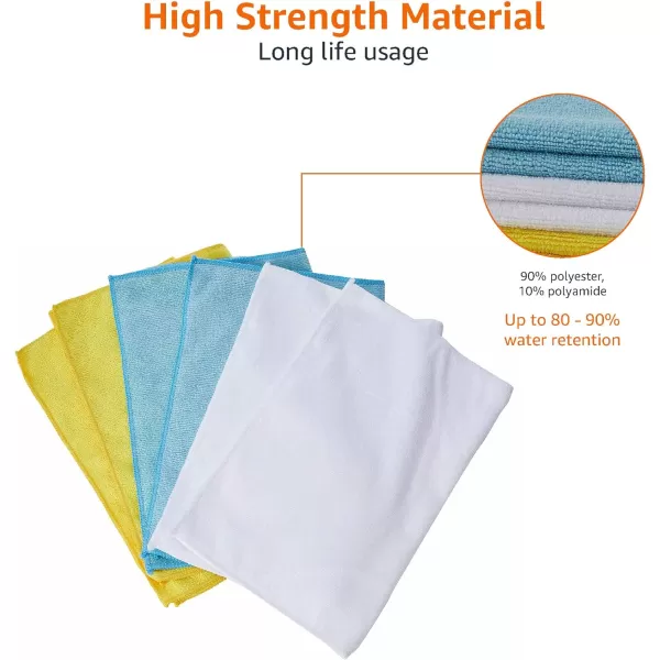 Amazon Basics Microfiber Cleaning Cloths NonAbrasive Reusable and Washable  Pack of 48 12 x16Inch Blue White and YellowBlueWhiteYellow Pack of 144