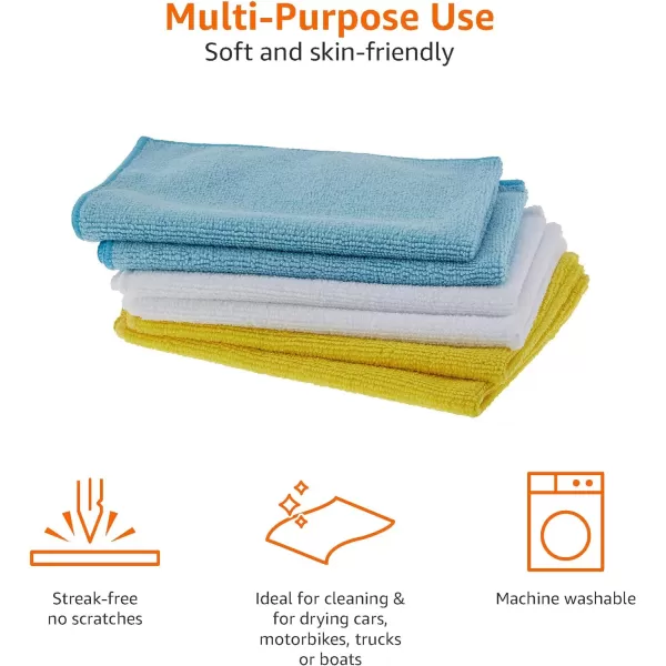 Amazon Basics Microfiber Cleaning Cloths NonAbrasive Reusable and Washable  Pack of 48 12 x16Inch Blue White and YellowBlueWhiteYellow Pack of 36