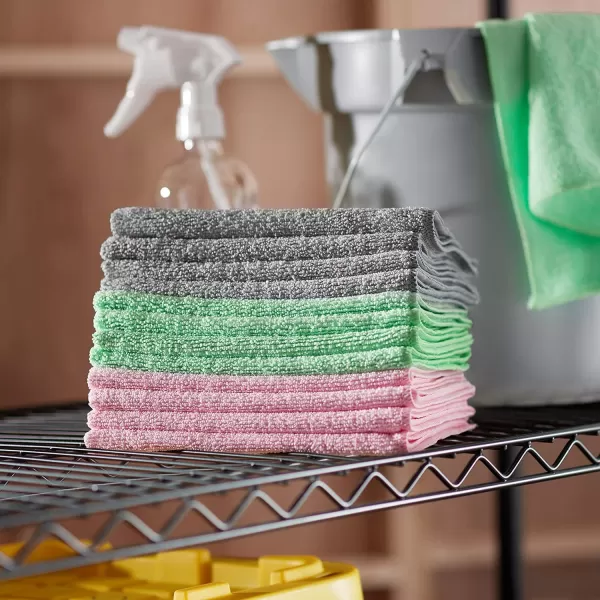 Amazon Basics Microfiber Cleaning Cloths NonAbrasive Reusable and Washable  Pack of 48 12 x16Inch Blue White and YellowGreenGrayPink Pack of 24