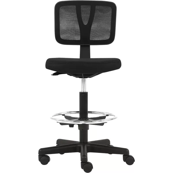 Amazon Basics Midback Mesh Office Drafting Chair Stool with Adjustable Footrest BlackNo Arms