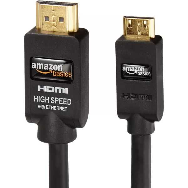Amazon Basics Mini HDMI to HDMI Adapter Cable 102Gbps HighSpeed 4K30Hz 2160p 48Bit Color Ethernet Ready 6 Ft Black1Pack 98 Feet