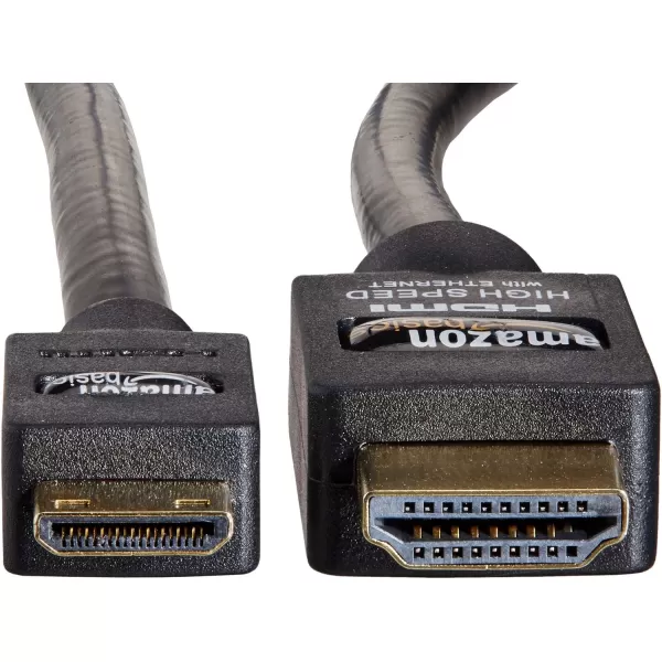 Amazon Basics Mini HDMI to HDMI Adapter Cable 102Gbps HighSpeed 4K30Hz 2160p 48Bit Color Ethernet Ready 6 Ft Black1Pack 98 Feet