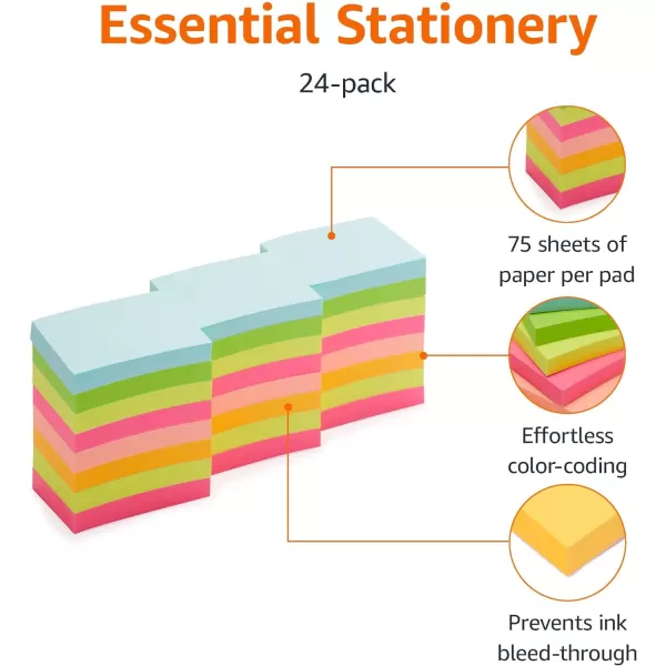 Amazon Basics Mini Rectangular Sticky Notes 15 x 2Inch Assorted Colors 24PackAmazon Basics Mini Rectangular Sticky Notes 15 x 2Inch Assorted Colors 24Pack