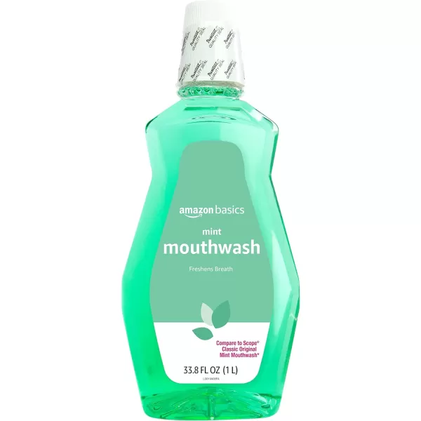 Amazon Basics Mint Mouthwash Fresh Mint 1 Liter 338 Fluid Ounces 4Pack Previously Solimo3380 Fl Oz Pack of 4