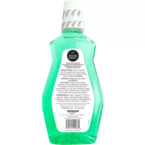 Amazon Basics Mint Mouthwash Fresh Mint 1 Liter 338 Fluid Ounces 4Pack Previously Solimo3380 Fl Oz Pack of 4