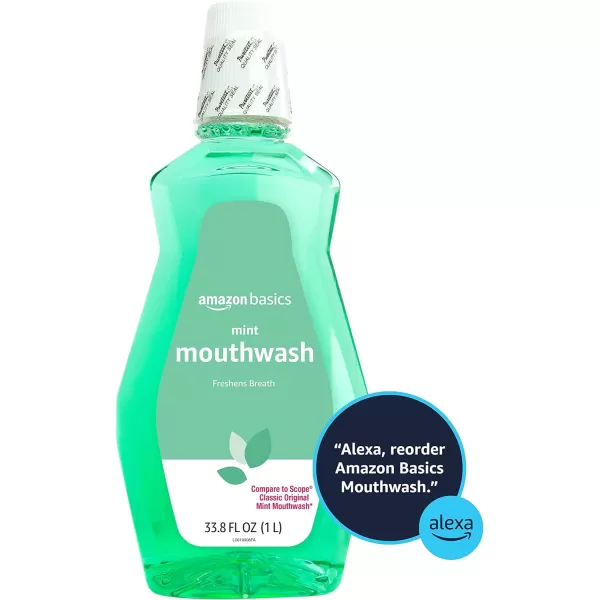 Amazon Basics Mint Mouthwash Fresh Mint 1 Liter 338 Fluid Ounces 4Pack Previously Solimo3380 Fl Oz Pack of 4