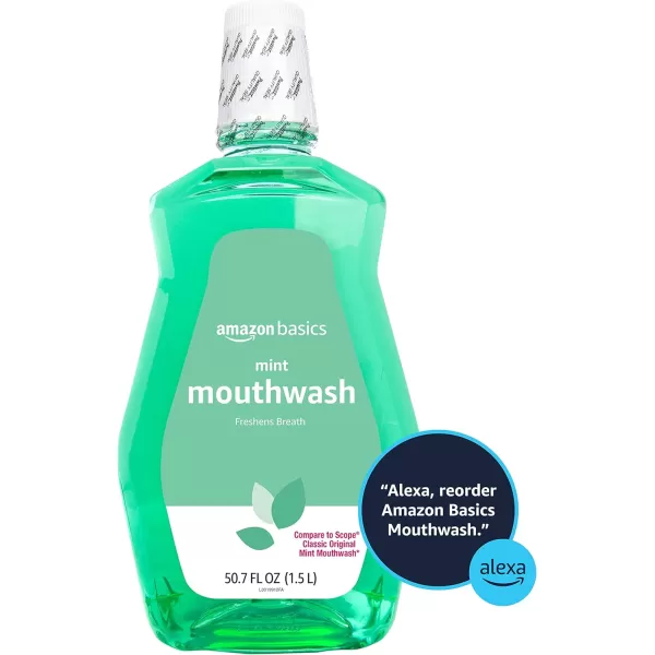 Amazon Basics Mint Mouthwash Fresh Mint 1 Liter 338 Fluid Ounces 4Pack Previously Solimo5070 Fl Oz Pack of 1