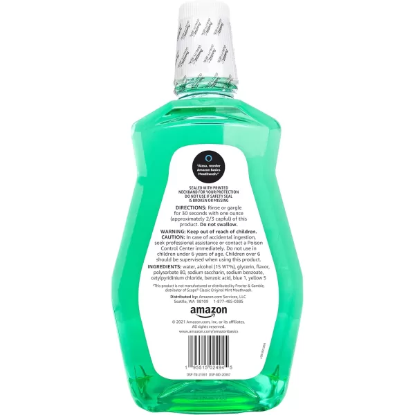 Amazon Basics Mint Mouthwash Fresh Mint 1 Liter 338 Fluid Ounces 4Pack Previously Solimo5070 Fl Oz Pack of 1