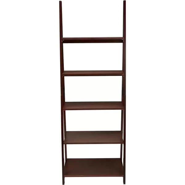 Amazon Basics Modern 5Tier Ladder Bookshelf Organizer Solid Rubberwood Frame Walnut Finish 14 D x 248 W x 701 HEspresso