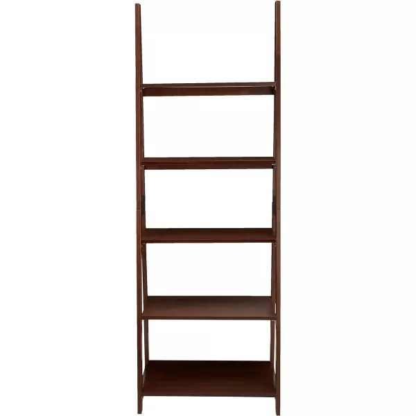 Amazon Basics Modern 5Tier Ladder Bookshelf Organizer Solid Rubberwood Frame Walnut Finish 14 D x 248 W x 701 HWalnut