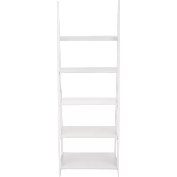 Amazon Basics Modern 5Tier Ladder Bookshelf Organizer Solid Rubberwood Frame Walnut Finish 14 D x 248 W x 701 HWhite