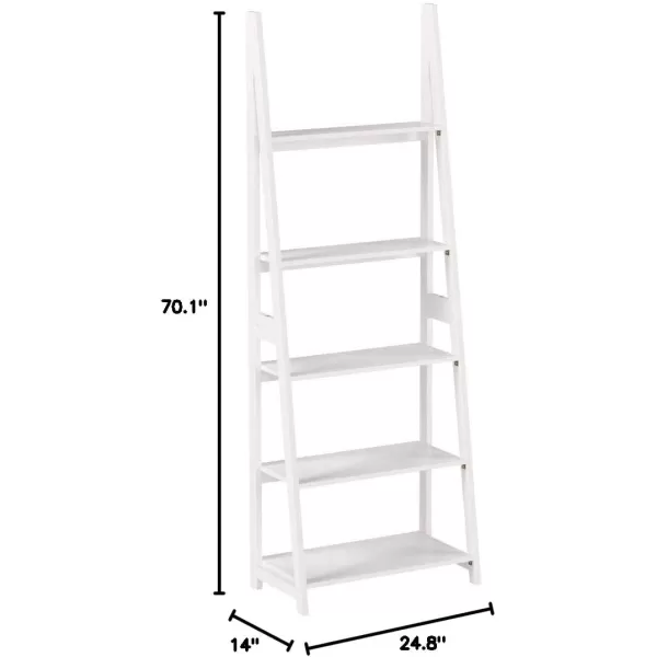 Amazon Basics Modern 5Tier Ladder Bookshelf Organizer Solid Rubberwood Frame Walnut Finish 14 D x 248 W x 701 HWhite