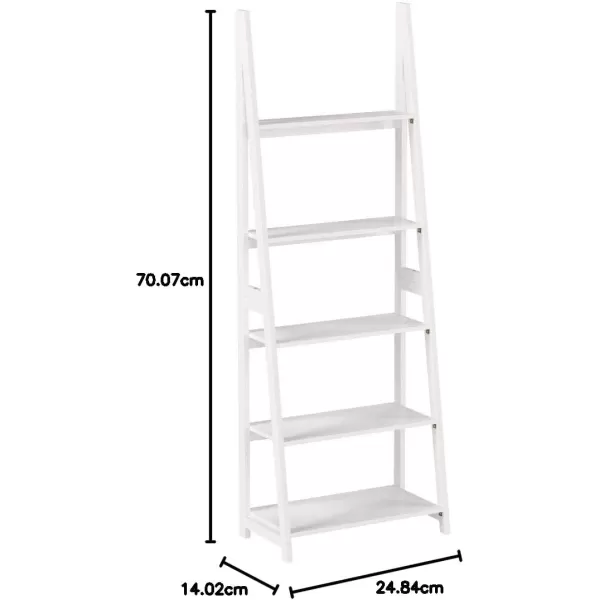 Amazon Basics Modern 5Tier Ladder Bookshelf Organizer Solid Rubberwood Frame Walnut Finish 14 D x 248 W x 701 HWhite