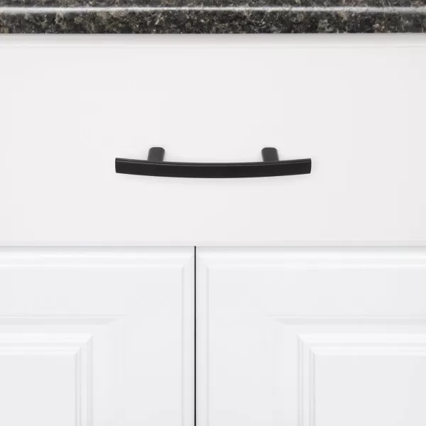 Amazon Basics Modern Curved Cabinet Handle 525inch Length 3inch Hole Center Satin Nickel 10Pack525 in Length 3 in Hole Center 10 Pack Flat Black
