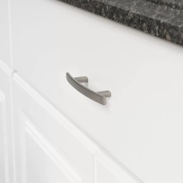 Amazon Basics Modern Curved Cabinet Handle 525inch Length 3inch Hole Center Satin Nickel 10Pack525 in Length 3 in Hole Center Modern Satin Nickel