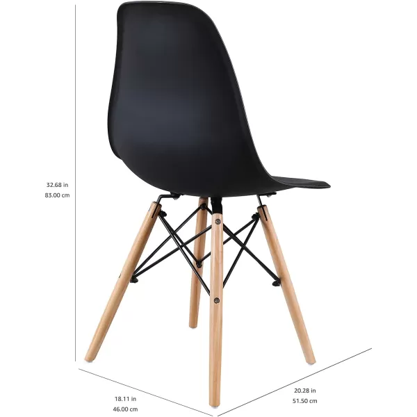 Amazon Basics Modern Dining Chair Set Shell Chair with Wood Legs for Kitchen Dining Living Room  Set of 4 Black 1811W x 2028D x 3268 HBlack