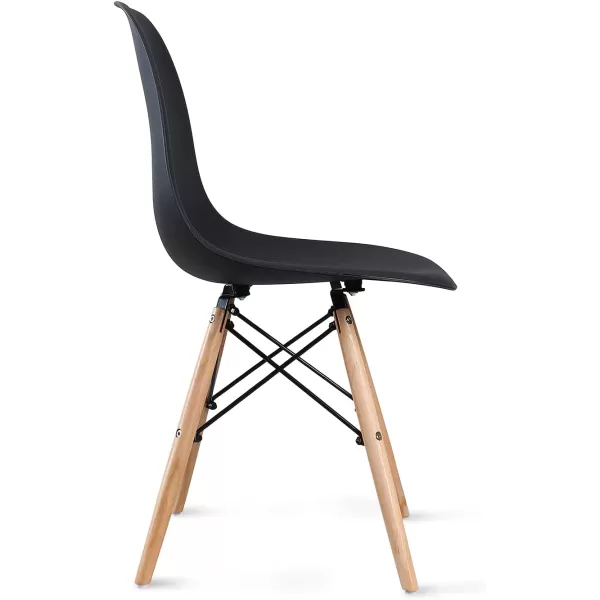 Amazon Basics Modern Dining Chair Set Shell Chair with Wood Legs for Kitchen Dining Living Room  Set of 4 Black 1811W x 2028D x 3268 HBlack