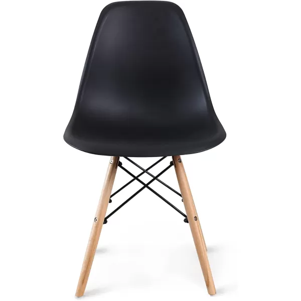 Amazon Basics Modern Dining Chair Set Shell Chair with Wood Legs for Kitchen Dining Living Room  Set of 4 Black 1811W x 2028D x 3268 HBlack