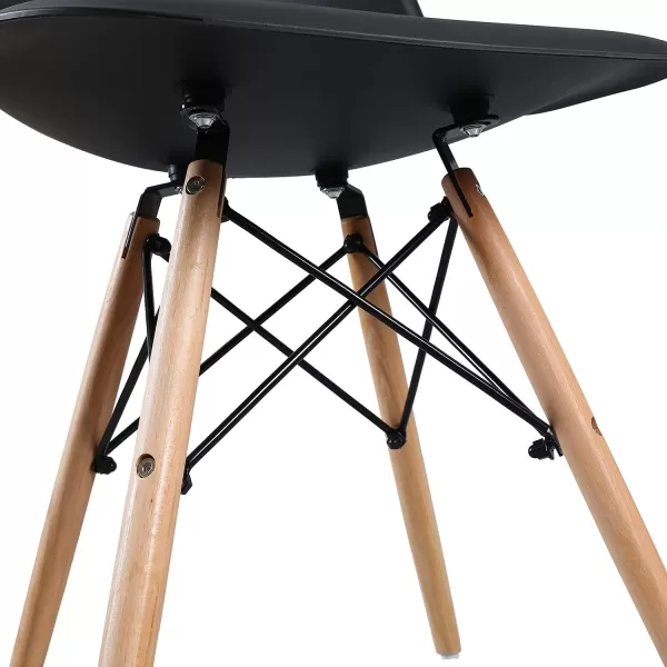 Amazon Basics Modern Dining Chair Set Shell Chair with Wood Legs for Kitchen Dining Living Room  Set of 4 Black 1811W x 2028D x 3268 HBlack