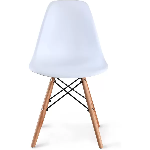 Amazon Basics Modern Dining Chair Set Shell Chair with Wood Legs for Kitchen Dining Living Room  Set of 4 Black 1811W x 2028D x 3268 HWhite