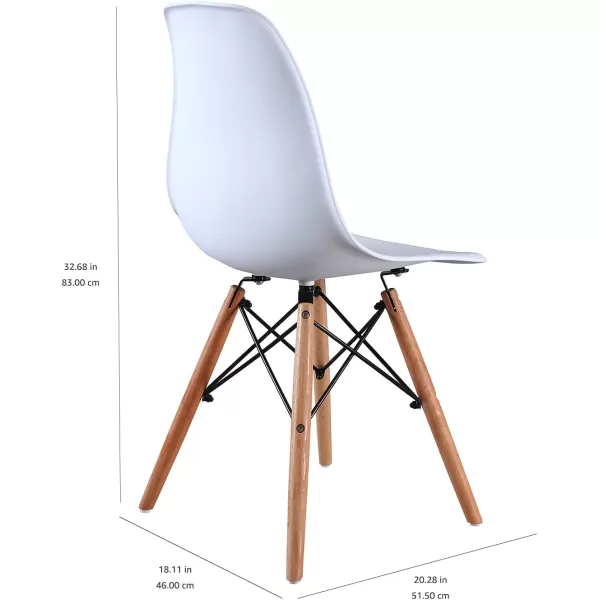 Amazon Basics Modern Dining Chair Set Shell Chair with Wood Legs for Kitchen Dining Living Room  Set of 4 Black 1811W x 2028D x 3268 HWhite