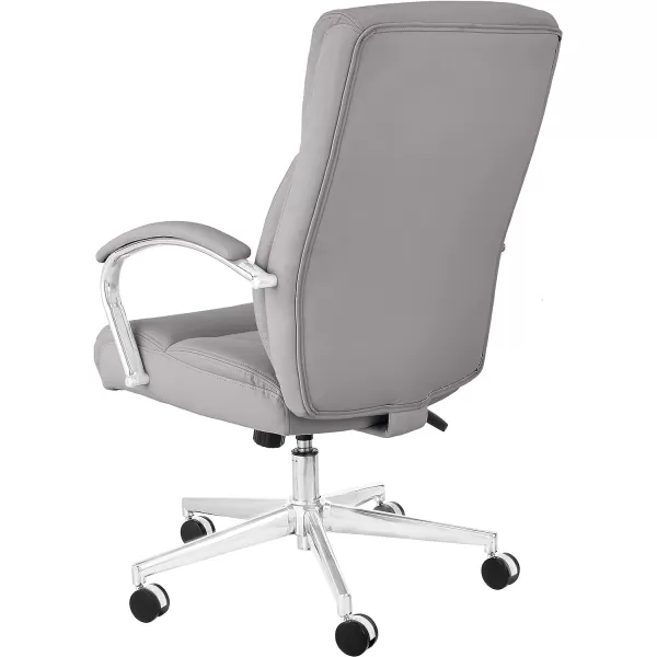 Amazon Basics Modern Executive Chair 275lb Capacity with Oversized Seat Cushion Grey Bonded Leather 2913D x 252W x 4311HAmazon Basics Modern Executive Chair 275lb Capacity with Oversized Seat Cushion Grey Bonded Leather 2913D x 252W x 4311H