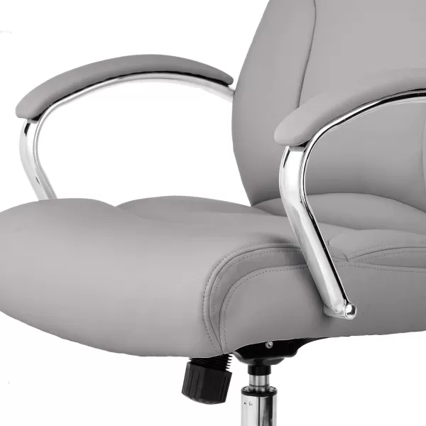 Amazon Basics Modern Executive Chair 275lb Capacity with Oversized Seat Cushion Grey Bonded Leather 2913D x 252W x 4311HAmazon Basics Modern Executive Chair 275lb Capacity with Oversized Seat Cushion Grey Bonded Leather 2913D x 252W x 4311H