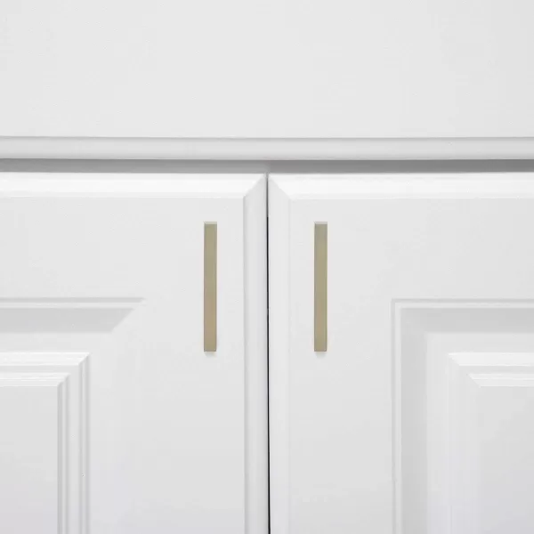 Amazon Basics Modern Square Cabinet Pull Handle 539inch Length 5inch Hole Center Golden Champagne 10pack334 in Length 3 in Hole Center Brushed Brass