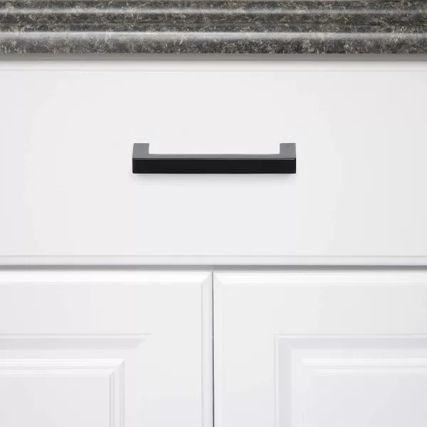 Amazon Basics Modern Square Cabinet Pull Handle 539inch Length 5inch Hole Center Golden Champagne 10pack334 in Length 3 in Hole Center Flat Black