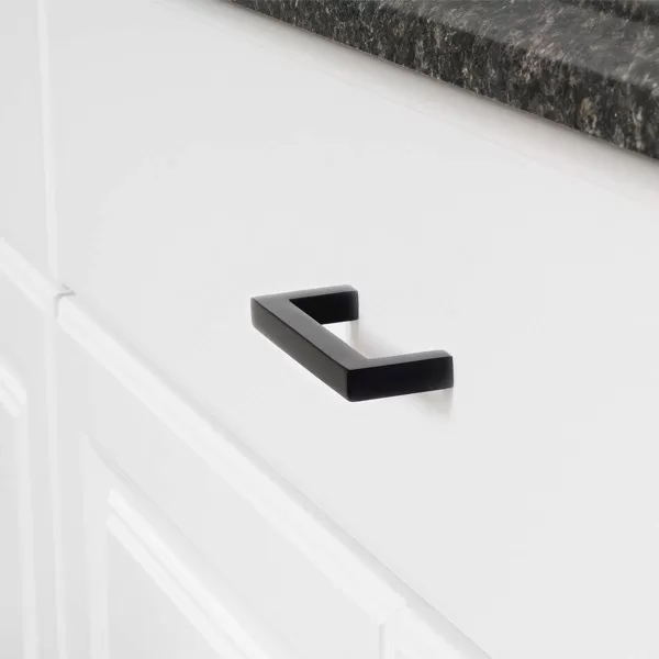 Amazon Basics Modern Square Cabinet Pull Handle 539inch Length 5inch Hole Center Golden Champagne 10pack334 in Length 3 in Hole Center Flat Black