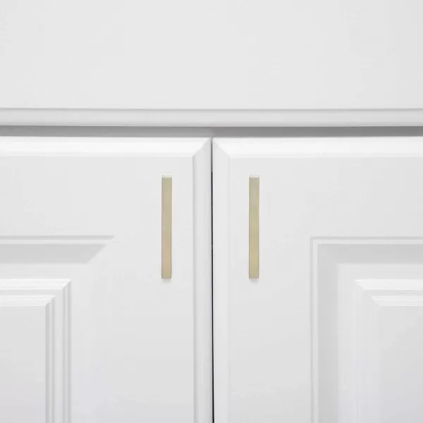 Amazon Basics Modern Square Cabinet Pull Handle 539inch Length 5inch Hole Center Golden Champagne 10pack334 in Length 3 in Hole Center Golden Champagne