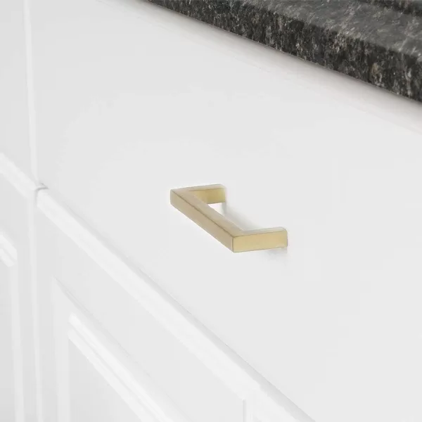 Amazon Basics Modern Square Cabinet Pull Handle 539inch Length 5inch Hole Center Golden Champagne 10pack334 in Length 3 in Hole Center Golden Champagne