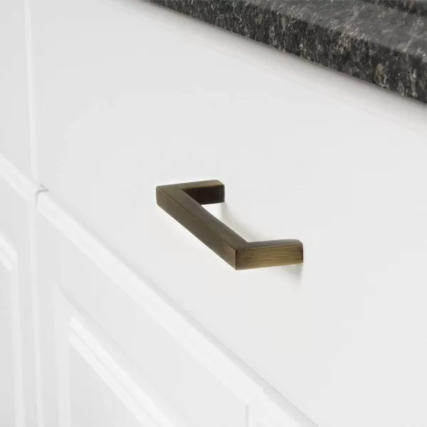 Amazon Basics Modern Square Cabinet Pull Handle 539inch Length 5inch Hole Center Golden Champagne 10pack413 in Length 375 in Hole Center Antique Brass