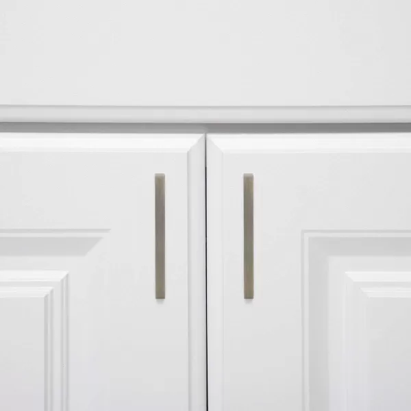 Amazon Basics Modern Square Cabinet Pull Handle 539inch Length 5inch Hole Center Golden Champagne 10pack413 in Length 375 in Hole Center Antique Brass