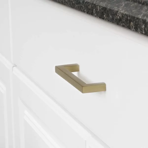 Amazon Basics Modern Square Cabinet Pull Handle 539inch Length 5inch Hole Center Golden Champagne 10pack413 in Length 375 in Hole Center Brushed Brass