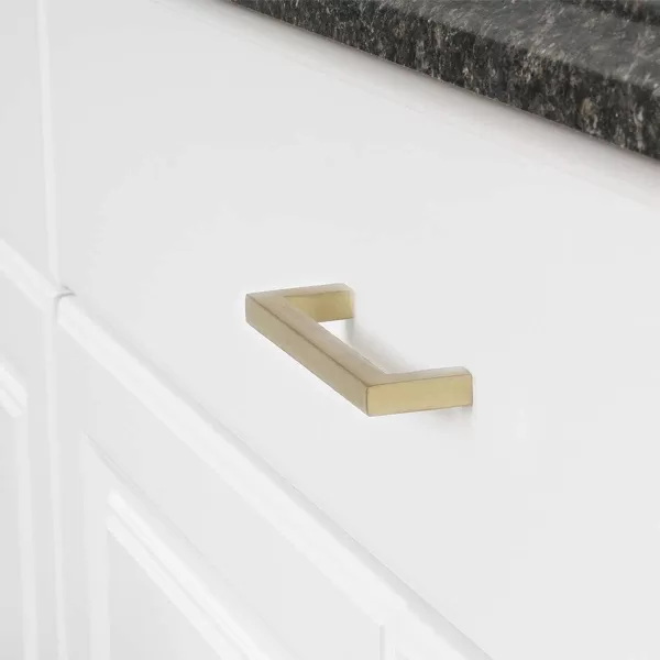 Amazon Basics Modern Square Cabinet Pull Handle 539inch Length 5inch Hole Center Golden Champagne 10pack413 in Length 375 in Hole Center Golden Champagne