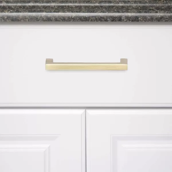 Amazon Basics Modern Square Cabinet Pull Handle 539inch Length 5inch Hole Center Golden Champagne 10pack413 in Length 375 in Hole Center Golden Champagne