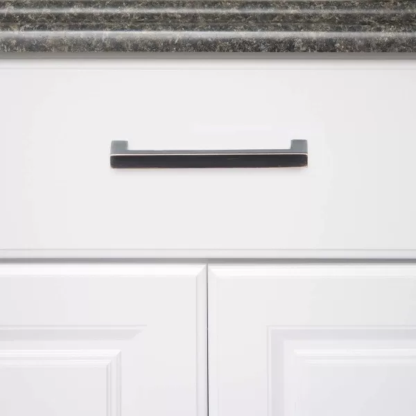 Amazon Basics Modern Square Cabinet Pull Handle 539inch Length 5inch Hole Center Golden Champagne 10pack413 in Length 375 in Hole Center Oil Rubbed Bronze