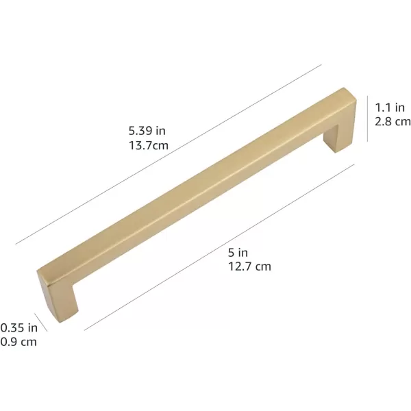 Amazon Basics Modern Square Cabinet Pull Handle 539inch Length 5inch Hole Center Golden Champagne 10pack539 in Length 5 in Hole Center Golden Champagne