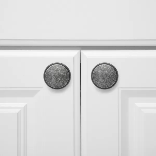 Amazon Basics Modern Wide Top Ring Cabinet Knob 152inch Diameter Satin Nickel 25Pack152 in Antique Silver