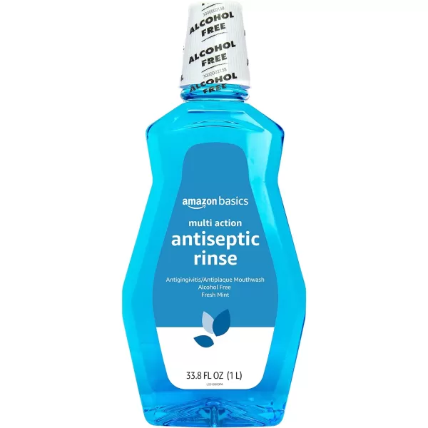 Amazon Basics Multi Action Antiseptic Rinse Alcohol Free Fresh Mint 1 Liter 338 Fluid Ounces 4Pack Previously Solimo3380 Fl Oz Pack of 4