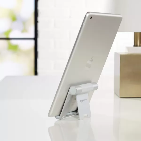 Amazon Basics MultiAngle Portable Stand for iPad Tablet Ereader and Phone  SilverSilver