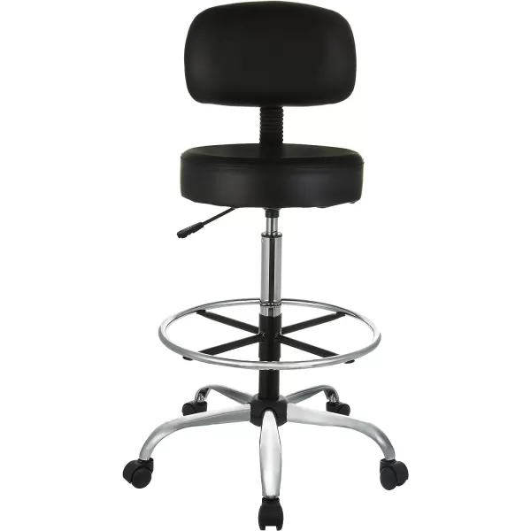 Amazon Basics MultiPurpose Drafting Spa Bar Stool with Wheels  BlackBlack Drafting Stool with Foot Rest
