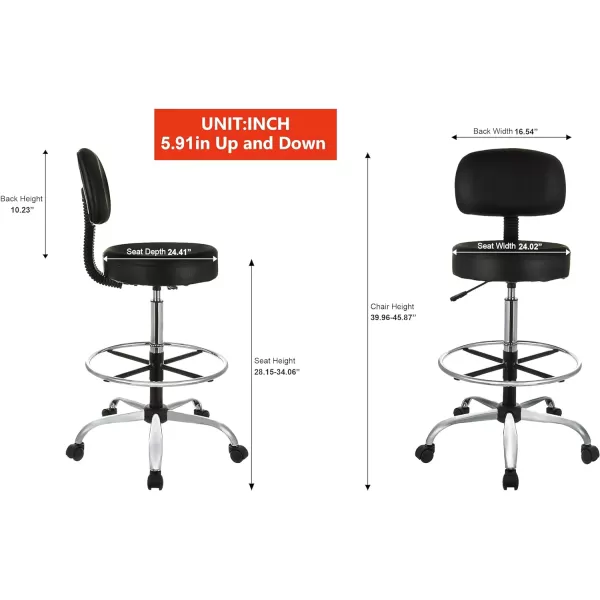 Amazon Basics MultiPurpose Drafting Spa Bar Stool with Wheels  BlackBlack Drafting Stool with Foot Rest