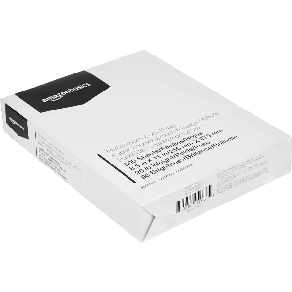 Amazon Basics Multipurpose Copy Printer Paper 20 Pound White 96 Brightness 85 x 11 Inch 1 Ream  500 Sheets Total5000 count10 pack of 500 sheets