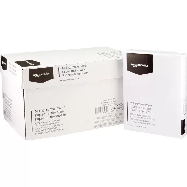 Amazon Basics Multipurpose Copy Printer Paper 85 x 11 20 lb 1 Ream 500 Sheets 92 Bright WhiteTruckload  8400 Reams