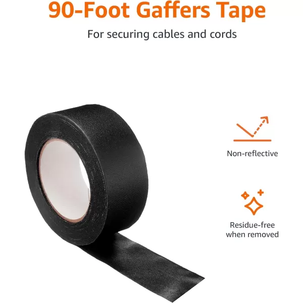 Amazon Basics No Residue NonReflective Gaffers Tape  2 Inch x 90 Feet BlackBlack 2 x 90