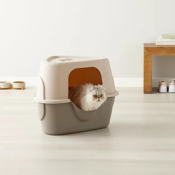 Amazon Basics NoMess Hooded Corner Cat Litter Box Triangle Charcoal 26 in x 20 in x 23 inAmazon Basics NoMess Hooded Corner Cat Litter Box Triangle Charcoal 26 in x 20 in x 23 in