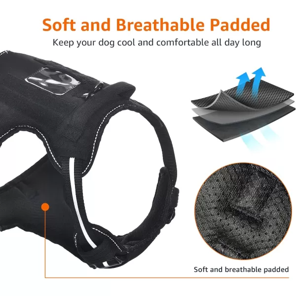 Amazon Basics NoPull Adjustable Front Clip Working Dog Molle Vest Harness Black SmallLarge
