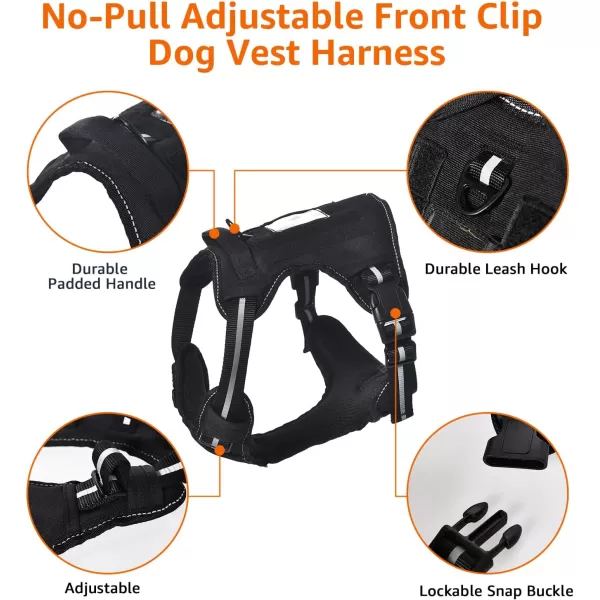 Amazon Basics NoPull Adjustable Front Clip Working Dog Molle Vest Harness Black SmallSmall
